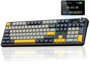 F108 PRO - Wireless Mechanical Keyboard with Screen&Knob,Hot Swappable Gaming Keyboard with 8000mAh Battery,Pre-lubed Switches,RGB Backlit,PBT Keycaps Creamy Sounding Computer Keyboards,104 Keys F108 PRO - Wireless Mechanical Keyboard with Screen&Knob,Hot Swappable Gaming Keyboard with 8000mAh Battery,Pre-lubed Switches,RGB Backlit,PBT Keycaps Creamy Sounding Computer Keyboards,104 Keys