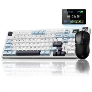 Gaming Keyboard and Mouse, S98 Pro Wireless Mechanical Keyboards with Screen & Knob,Tri-Mode Hot Swappable Creamy Keyboard+SC580 Wireless Gaming Mouse Black Gaming Keyboard and Mouse, S98 Pro Wireless Mechanical Keyboards with Screen & Knob,Tri-Mode Hot Swappable Creamy Keyboard+SC580 Wireless Gaming Mouse Black