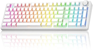F99 Pro Wireless Mechanical Keyboard-Silent Version,BT5.0/2.4GHz/USB-C Hot Swappable Custom Keyboard,Gasket Structure,Pre-lubed Linear Switches RGB Backlit Computer Gaming Keyboards,White F99 Pro Wireless Mechanical Keyboard-Silent Version,BT5.0/2.4GHz/USB-C Hot Swappable Custom Keyboard,Gasket Structure,Pre-lubed Linear Switches RGB Backlit Computer Gaming Keyboards,White