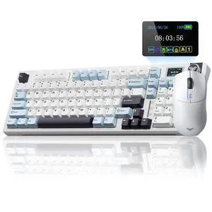 Wireless Keyboard and Mouse Combo, S98 Pro Mechanical Keyboards with Screen & Knob,Tri-Mode Hot Swappable Creamy Keyboard+SC580 Wireless Gaming Mouse White Wireless Keyboard and Mouse Combo, S98 Pro Mechanical Keyboards with Screen & Knob,Tri-Mode Hot Swappable Creamy Keyboard+SC580 Wireless Gaming Mouse White