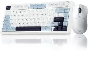 Wireless Keyboard and Mouse Combo, F75 75% Mechanical Keyboards, Hot Swappable Custom Keyboard+SC580 Wireless Gaming Mouse White Wireless Keyboard and Mouse Combo, F75 75% Mechanical Keyboards, Hot Swappable Custom Keyboard+SC580 Wireless Gaming Mouse White