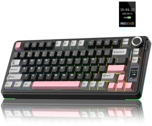 S75 PRO Wireless Mechanical Keyboard with Screen&Knob, 75% Hot Swappable Gaming Keyboard with Pre-lubed Switches, RGB Backlit, PBT Keycaps Creamy Sounding Pc Gaming Keyboards S75 PRO Wireless Mechanical Keyboard with Screen&Knob, 75% Hot Swappable Gaming Keyboard with Pre-lubed Switches, RGB Backlit, PBT Keycaps Creamy Sounding Pc Gaming Keyboards