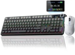 F108 PRO Wireless Mechanical Keyboard with Screen & Knob SC580 Tri-Mode Gaming Mouse(White) F108 PRO Wireless Mechanical Keyboard with Screen & Knob SC580 Tri-Mode Gaming Mouse(White)