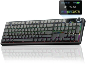 F108 PRO - Wireless Mechanical Keyboard with Screen & Knob,Full Size Keyboard with 8000mAh Battery,Pre-lubed Switches,Side Printed PBT Keycaps,RGB Backlit Hot Swappable Custom Gaming Keyboards F108 PRO - Wireless Mechanical Keyboard with Screen & Knob,Full Size Keyboard with 8000mAh Battery,Pre-lubed Switches,Side Printed PBT Keycaps,RGB Backlit Hot Swappable Custom Gaming Keyboards