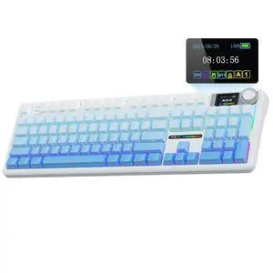 F108 PRO - Wireless Mechanical Keyboard with Screen&Knob,Hot Swappable Gaming Keyboard with 8000mAh Battery,Pre-lubed Switches,RGB Backlit,PBT Keycaps Creamy Sounding Computer Keyboards,104 Keys F108 PRO - Wireless Mechanical Keyboard with Screen&Knob,Hot Swappable Gaming Keyboard with 8000mAh Battery,Pre-lubed Switches,RGB Backlit,PBT Keycaps Creamy Sounding Computer Keyboards,104 Keys