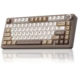 F75 75% Wireless Mechanical Keyboard, Hot Swappable Creamy Keyboard, Pre-lubed Linear Switches, 2.4GHz/Type-C/BT5.0, RGB Backlit Gaming Keyboards(White&Brown) F75 75% Wireless Mechanical Keyboard, Hot Swappable Creamy Keyboard, Pre-lubed Linear Switches, 2.4GHz/Type-C/BT5.0, RGB Backlit Gaming Keyboards(White&Brown)