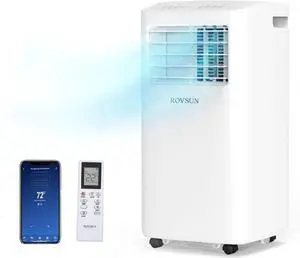 ROVSUN WiFi Enabled Smart 10000 BTU Portable Air Conditioner with Remote & APP Control, 3-in-1 Cooler, Dehumidifier & Fan, Powerful Room Mobile AC Unit with Rolling Wheels & Easy Installation Kit ROVSUN WiFi Enabled Smart 10000 BTU Portable Air Conditioner with Remote & APP Control, 3-in-1 Cooler, Dehumidifier & Fan, Powerful Room Mobile AC Unit with Rolling Wheels & Easy Installation Kit