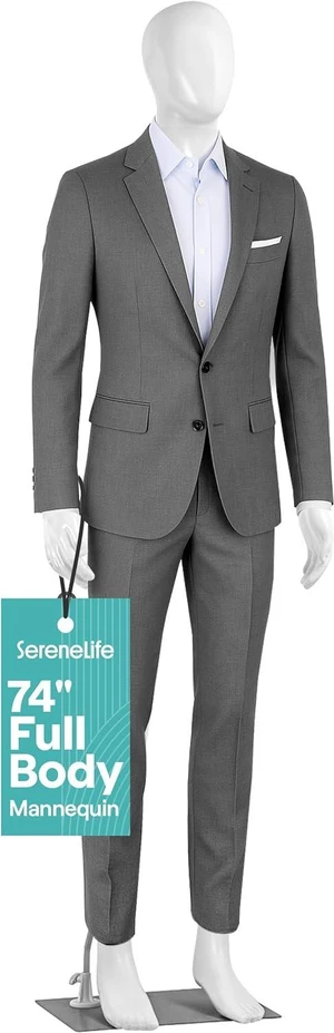 SereneLife Maniquí masculino de 74 pulgadas con cabeza desmontable, manos y piernas, soporte ajustable, cabeza giratoria de 360 grados, montaje sin herramientas para exhibición de ropa, venta al por m SereneLife Maniquí masculino de 74 pulgadas con cabeza desmontable, manos y piernas, soporte ajustable, cabeza giratoria de 360 grados, montaje sin herramientas para exhibición de ropa, venta al por m