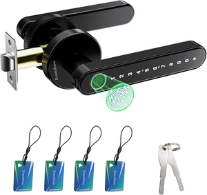 Cerradura de puerta biométrica de huellas dactilares con teclado, entrada sin llave, cerraduras de puerta para dormitorios, hogar, hotel, oficina, apartamento, color negro Cerradura de puerta biométrica de huellas dactilares con teclado, entrada sin llave, cerraduras de puerta para dormitorios, hogar, hotel, oficina, apartamento, color negro