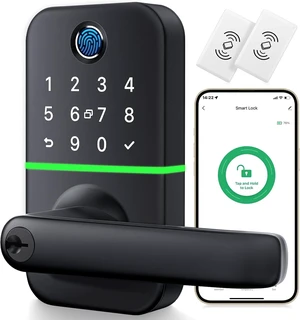Cerradura de puerta inteligente con teclado y manija: Cerradura sin llave con huella dactilar Kucacci - Manija de código digital con teclado - Perilla inteligente electrónica para puerta delantera Cerradura de puerta inteligente con teclado y manija: Cerradura sin llave con huella dactilar Kucacci - Manija de código digital con teclado - Perilla inteligente electrónica para puerta delantera