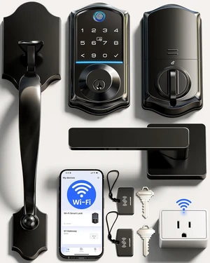 Veise VE017G-H - Cerradura de puerta inteligente Wi-Fi con juego de manija
Control remoto y de aplicación por voz, 2 focos, puerta de entrada sin llave de huellas dactilares, teclado de pantalla Veise VE017G-H - Cerradura de puerta inteligente Wi-Fi con juego de manija
Control remoto y de aplicación por voz, 2 focos, puerta de entrada sin llave de huellas dactilares, teclado de pantalla