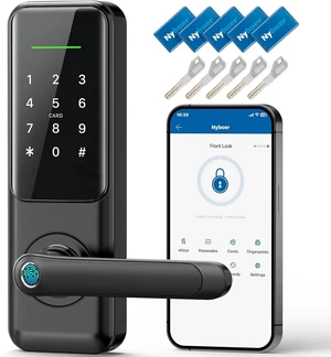 Cerradura de puerta con teclado inteligente Nyboer con manija para puerta delantera
7 in 1 Keyless Entry with Fingerprint, Easy DIY Install, Remote & Voice Control, Auto-Lock, Ideal for Lockset Replac Cerradura de puerta con teclado inteligente Nyboer con manija para puerta delantera
7 in 1 Keyless Entry with Fingerprint, Easy DIY Install, Remote & Voice Control, Auto-Lock, Ideal for Lockset Replac