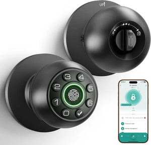 Cerradura de puerta de huellas dactilares con teclado y asa | Perilla de puerta biométrica inteligente de entrada sin llave para dormitorio, cerradura de código de acceso de oficina en casa Cerradura de puerta de huellas dactilares con teclado y asa | Perilla de puerta biométrica inteligente de entrada sin llave para dormitorio, cerradura de código de acceso de oficina en casa