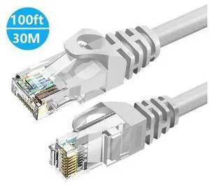 100ft / 30M Cat6 Ethernet Cable for Gaming, 100ft. LAN Network Patch Cord Wire -High Speed Internet Cable with Clips, RJ45, 24AWG, 500MHz Connectors for Router Modem, Compatible with PS4 PS5 (Gray) 100ft / 30M Cat6 Ethernet Cable for Gaming, 100ft. LAN Network Patch Cord Wire -High Speed Internet Cable with Clips, RJ45, 24AWG, 500MHz Connectors for Router Modem, Compatible with PS4 PS5 (Gray)
