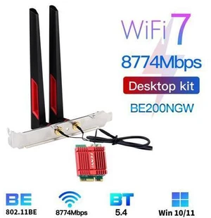 Fenvi WiFi 7 BE200 Tri-Band 802.11be M.2 Desktop Wireless Adapter Bluetooth 5.4, 4K QAM, 6G 320MHz,With Intel BE200NGW 8774Mbps NGFF Wi-Fi 7 Wireless Network Wlan Antenna Adapter For PC Windows 11/10 Fenvi WiFi 7 BE200 Tri-Band 802.11be M.2 Desktop Wireless Adapter Bluetooth 5.4, 4K QAM, 6G 320MHz,With Intel BE200NGW 8774Mbps NGFF Wi-Fi 7 Wireless Network Wlan Antenna Adapter For PC Windows 11/10