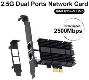 DERAPID 2.5Gbps PCIe Network Card Dual RJ45 Port Adapter with Intel I226 Chipset for Desktop Gaming Office 2500/1000/100Mbps PCI Express Gigabit Ethernet NIC Card RJ45 LAN Port Controller DERAPID 2.5Gbps PCIe Network Card Dual RJ45 Port Adapter with Intel I226 Chipset for Desktop Gaming Office 2500/1000/100Mbps PCI Express Gigabit Ethernet NIC Card RJ45 LAN Port Controller