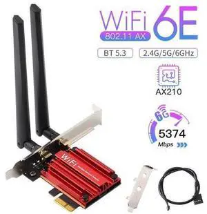 DERAPID PCIe WiFi 6E Card, AX210 Network Card Adapter for PC Gaming, Bluetooth 5.3, Tri-Band (802.11ax) 5400Mbps 6GHz Wireless LAN Cards with MU-MIMO, OFDMA, Support Windows 10/11 (64-bit) DERAPID PCIe WiFi 6E Card, AX210 Network Card Adapter for PC Gaming, Bluetooth 5.3, Tri-Band (802.11ax) 5400Mbps 6GHz Wireless LAN Cards with MU-MIMO, OFDMA, Support Windows 10/11 (64-bit)