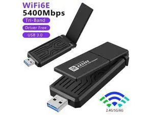 WiFi 6E Wireless Adapter, USB 3.0 WiFi Adapter for PC, AX5400M 802.11AX, Tri-Band 6GHz/5GHz/2.4GHz, WPA3, Wireless USB WiFi Dongle Network Adapter for PC Laptop, Only Compatible with Windows 11/10 WiFi 6E Wireless Adapter, USB 3.0 WiFi Adapter for PC, AX5400M 802.11AX, Tri-Band 6GHz/5GHz/2.4GHz, WPA3, Wireless USB WiFi Dongle Network Adapter for PC Laptop, Only Compatible with Windows 11/10