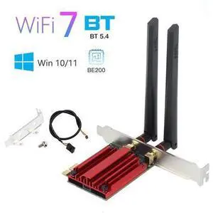 DERAPID FV-BE200 WiFi 7 PCIe Network Card Bluetooth 5.4 Heat Sink 802.11be Tri-band 2.4G/5G/6G PCI-E Wireless WiFi Network Adapter Cards for Desktop Windows 10/11 (Not Support for AMD Motherboard) DERAPID FV-BE200 WiFi 7 PCIe Network Card Bluetooth 5.4 Heat Sink 802.11be Tri-band 2.4G/5G/6G PCI-E Wireless WiFi Network Adapter Cards for Desktop Windows 10/11 (Not Support for AMD Motherboard)