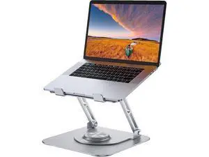 AUBEAMTO Adjustable Laptop Stand with 360° Rotating Heavy Base, Ergonomic Laptop Riser for Desk, Stable Laptop Holder for Collaborative Working, Suit for 10-15.6" PC Computer, Dual Shaft, Silver AUBEAMTO Adjustable Laptop Stand with 360° Rotating Heavy Base, Ergonomic Laptop Riser for Desk, Stable Laptop Holder for Collaborative Working, Suit for 10-15.6" PC Computer, Dual Shaft, Silver