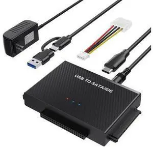 AUBEAMTO Hard Drive Reader USB3.0 to SATA IDE Adapter, IDE SATA to USB + Type C External Hard Drive Adapter Data Recovery Converter Kit for Universal 2.5 3.5 HDD SSD Hard Drive Disk AUBEAMTO Hard Drive Reader USB3.0 to SATA IDE Adapter, IDE SATA to USB + Type C External Hard Drive Adapter Data Recovery Converter Kit for Universal 2.5 3.5 HDD SSD Hard Drive Disk