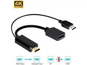 AUBEAMTO 4K 60Hz HDMI to DisplayPort Video Adapter w/USB Power - HDMI 2.0 (Male) to DP 1.2 (Female) Active Monitor Converter AUBEAMTO 4K 60Hz HDMI to DisplayPort Video Adapter w/USB Power - HDMI 2.0 (Male) to DP 1.2 (Female) Active Monitor Converter