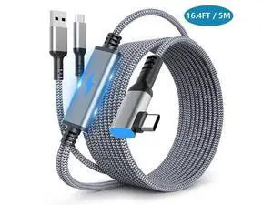VR Link Cable 16.4FT / 5M for Oculus Quest 2/Pro, USB A to USB C Charging Cord Compatible with PC Game, High Speed Data Transfer, USB 3.2 A to C Charger Cable for Quest VR Headsets (Charge While Play) VR Link Cable 16.4FT / 5M for Oculus Quest 2/Pro, USB A to USB C Charging Cord Compatible with PC Game, High Speed Data Transfer, USB 3.2 A to C Charger Cable for Quest VR Headsets (Charge While Play)
