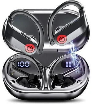 True Wireless Earbuds, Bluetooth Headphones Stereo Sound Ear Buds with HD Microphone 120H Playtime with Dual LED Charging Case, IPX7 Waterproof Over Ear Earphones with Earhooks for Sport/Work/Phone True Wireless Earbuds, Bluetooth Headphones Stereo Sound Ear Buds with HD Microphone 120H Playtime with Dual LED Charging Case, IPX7 Waterproof Over Ear Earphones with Earhooks for Sport/Work/Phone