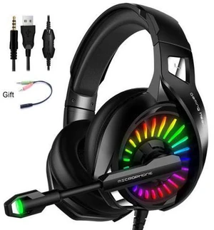 Wired Gaming Headphones USB Wired & 3.5mm Stereo Gamer Headset with Microphone 7.1 Surround Super Base RGB Backlight PC Headphones (with Dual 3.5mm Adapter Cable) Wired Gaming Headphones USB Wired & 3.5mm Stereo Gamer Headset with Microphone 7.1 Surround Super Base RGB Backlight PC Headphones (with Dual 3.5mm Adapter Cable)