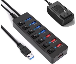 Powered USB 3.0 Hub 36W, AUTYUE 8-Port USB Hub (4 USB 3.0 Data Ports + 4 USB 3.0 Smart Charging Ports), USB Splitter with Individual On/Off Switches and 12V/3A Power Adapter for Mac, Windows, Chrome Powered USB 3.0 Hub 36W, AUTYUE 8-Port USB Hub (4 USB 3.0 Data Ports + 4 USB 3.0 Smart Charging Ports), USB Splitter with Individual On/Off Switches and 12V/3A Power Adapter for Mac, Windows, Chrome