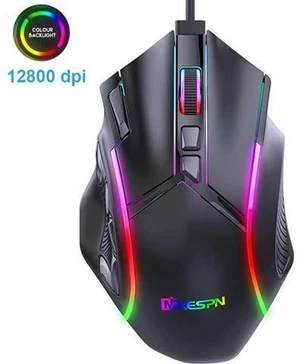 Gaming Mouse USB Wired Programmable PC Mice - 12800 DPI High Precision, 12 Macro Buttons, 13 RGB Backlit Modes, USB Optical Ergonomic Mouse for Laptop Desktop Computer Game Office, Black Gaming Mouse USB Wired Programmable PC Mice - 12800 DPI High Precision, 12 Macro Buttons, 13 RGB Backlit Modes, USB Optical Ergonomic Mouse for Laptop Desktop Computer Game Office, Black