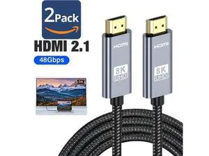 AUBEAMTO 3.3ft 8K@60Hz 4k/2K/1080p HDMI-compatible Male To HDMI Male V2.1 SDR HDR Ultra HD UHD Cable For Laptops Monitor Projector, 2-PACK, 3.3FT AUBEAMTO 3.3ft 8K@60Hz 4k/2K/1080p HDMI-compatible Male To HDMI Male V2.1 SDR HDR Ultra HD UHD Cable For Laptops Monitor Projector, 2-PACK, 3.3FT