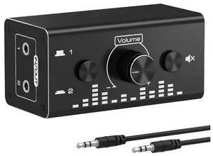 3.5mm Jack Audio Switch, 2 In 1 Out / 1 In 2 Out Audio Switcher Audio Selector with 3.5mm Audio Cable and Volume Control for PC Phone Laptop Headphone 3.5mm Jack Audio Switch, 2 In 1 Out / 1 In 2 Out Audio Switcher Audio Selector with 3.5mm Audio Cable and Volume Control for PC Phone Laptop Headphone
