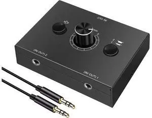 3.5mm Audio selector 3.5mm Audio Switch Audio Switcher, Passive Speaker Headphone Manual Selector Splitter Box Audio Sharing (2-IN-1-OUT/1-IN-2-OUT) , No External Power Required 3.5mm Audio selector 3.5mm Audio Switch Audio Switcher, Passive Speaker Headphone Manual Selector Splitter Box Audio Sharing (2-IN-1-OUT/1-IN-2-OUT) , No External Power Required