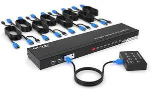 MT-VIKI 8 Ports KVM Switch HDMI, 4K @30Hz Rack Mount HDMI KVM Switch 8 in 1 Out w/KVM Cables & IR & Desktop Control & 4 USB 2.0 Hub MT-VIKI 8 Ports KVM Switch HDMI, 4K @30Hz Rack Mount HDMI KVM Switch 8 in 1 Out w/KVM Cables & IR & Desktop Control & 4 USB 2.0 Hub