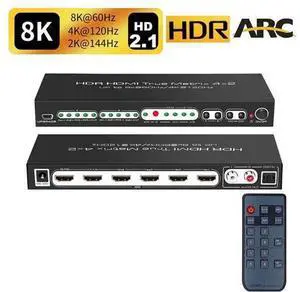 8K @60Hz HDR UHD HDMI 2.1 Matrix, HDR 4K 120Hz HDMI True Matrix 4x2 48Gbps ARC 8K 60Hz Splitter Switcher Switch 4 in 2 out HDMI2.1 Audio extractor 8K @60Hz HDR UHD HDMI 2.1 Matrix, HDR 4K 120Hz HDMI True Matrix 4x2 48Gbps ARC 8K 60Hz Splitter Switcher Switch 4 in 2 out HDMI2.1 Audio extractor