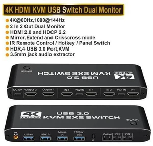 AUBEAMTO HDMI-compatible KVM Switch 4K 60Hz 2 Port Dual Monitor USB 3.0 KVM Switch 1080P USB KVM Switcher HDMI with USB 3.0 port AUBEAMTO HDMI-compatible KVM Switch 4K 60Hz 2 Port Dual Monitor USB 3.0 KVM Switch 1080P USB KVM Switcher HDMI with USB 3.0 port