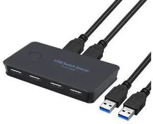 USB KVM Switch Selector 2 Computers 4-Port USB 2.0 Peripheral Sharing Switch Hub Adapter for Keyboard, Mouse, U-disk, Printer, KVM One-Second Switcher Compatible with Mac / Windows / Linux USB KVM Switch Selector 2 Computers 4-Port USB 2.0 Peripheral Sharing Switch Hub Adapter for Keyboard, Mouse, U-disk, Printer, KVM One-Second Switcher Compatible with Mac / Windows / Linux