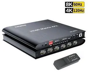 HDMI Matrix 4 in 2 Out 8K @60Hz,8K 4x2 HDMI 2.1 True Matrix Switcher Conmutador Switch 4K @120Hz HDR HDCP 2.3 HDMI Splitter 4 In 2 Out HDMI Switcher Box for PS4 TV Box PC To HDTV HDMI Matrix 4 in 2 Out 8K @60Hz,8K 4x2 HDMI 2.1 True Matrix Switcher Conmutador Switch 4K @120Hz HDR HDCP 2.3 HDMI Splitter 4 In 2 Out HDMI Switcher Box for PS4 TV Box PC To HDTV