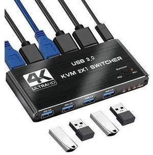 USB 3.0 KVM Switch HDMI 2 Port Box,4K@120Hz HDMI USB KVM Switches for 2 Computers Share Keyboard Mouse Printer and 1 HD Monitor, Aluminum USB Switcher Compatible with Mac Windows Linux USB 3.0 KVM Switch HDMI 2 Port Box,4K@120Hz HDMI USB KVM Switches for 2 Computers Share Keyboard Mouse Printer and 1 HD Monitor, Aluminum USB Switcher Compatible with Mac Windows Linux