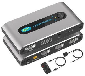 8K HDMI Switch 3 in 1 Out, HDMI 2.1 Switcher 3 Port with IR Remote Support 8K 60Hz 4K 120Hz HDCP 2.3 Ultra HD 3D for Xbox PS4 PS5 UHD TV Monitor Projector with Wired Desktop Controller 8K HDMI Switch 3 in 1 Out, HDMI 2.1 Switcher 3 Port with IR Remote Support 8K 60Hz 4K 120Hz HDCP 2.3 Ultra HD 3D for Xbox PS4 PS5 UHD TV Monitor Projector with Wired Desktop Controller