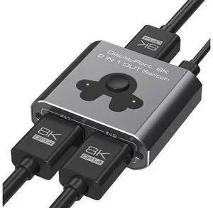 Displayport Switch 2 in 1 Out, 8K@60Hz 4K@144Hz Display Port Switch, Displayport Switcher, DP 1.4 Switcher, 2 in 1 Out DP Switch Compatible with TVs Monitors Laptops PCs Projectors etc Displayport Switch 2 in 1 Out, 8K@60Hz 4K@144Hz Display Port Switch, Displayport Switcher, DP 1.4 Switcher, 2 in 1 Out DP Switch Compatible with TVs Monitors Laptops PCs Projectors etc