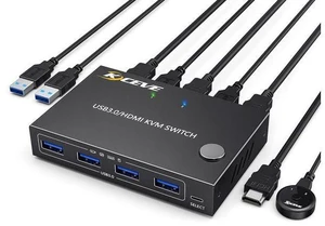 2 Port HDMI KVM Switch 2 in 1 Out, USB 3.0 HDMI KVM Switch 4K@60Hz 2K@144Hz Simulation EDID for 2 Computers Share 1 Monitor and Keyboard Mouse Printer with Remote and KVM Cables 2 Port HDMI KVM Switch 2 in 1 Out, USB 3.0 HDMI KVM Switch 4K@60Hz 2K@144Hz Simulation EDID for 2 Computers Share 1 Monitor and Keyboard Mouse Printer with Remote and KVM Cables