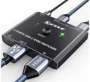 USB C KVM Switch 4K@60Hz, USB C Switch for 2 Computers Share HDMI Display and Keyboard Mouse, Type C KVM Switch Compatible with Windows and MacOS, Wired Remote and Power Cable Included USB C KVM Switch 4K@60Hz, USB C Switch for 2 Computers Share HDMI Display and Keyboard Mouse, Type C KVM Switch Compatible with Windows and MacOS, Wired Remote and Power Cable Included