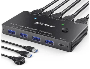 USB 3.0 HDMI KVM Switch for 2 PC 1 Monitor, 2 Port HDMI KVM Switch 8K @60Hz 4K@120Hz, Support Simulation EDID HDCP 2.3 HDMI2.1, Share USB devices like keyboard and mouse via 4 USB3.0 ports USB 3.0 HDMI KVM Switch for 2 PC 1 Monitor, 2 Port HDMI KVM Switch 8K @60Hz 4K@120Hz, Support Simulation EDID HDCP 2.3 HDMI2.1, Share USB devices like keyboard and mouse via 4 USB3.0 ports