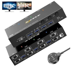 AUTYUE 8K Displayport KVM Switch 2 Monitors 3 Computer, Dual Monitors USB 3.0 Displayport KVM Switcher, Supports 8K@60Hz for 3 DP Port PC Share 2 DP Monitors, Keyboard and Mouse, included Wired Remote AUTYUE 8K Displayport KVM Switch 2 Monitors 3 Computer, Dual Monitors USB 3.0 Displayport KVM Switcher, Supports 8K@60Hz for 3 DP Port PC Share 2 DP Monitors, Keyboard and Mouse, included Wired Remote