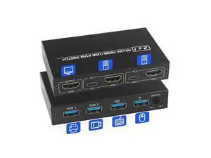 2 Port HDMI KVM Switch for 2 Computers 1 Monitor, 2 in 1 Out KVM Switch HDMI 4K@30Hz, KVM Switch for 2 PC Share 1 Monitor and USB Wireless Keyboard, Mouse, Printer, with 2 USB 2.0 Cables 2 Port HDMI KVM Switch for 2 Computers 1 Monitor, 2 in 1 Out KVM Switch HDMI 4K@30Hz, KVM Switch for 2 PC Share 1 Monitor and USB Wireless Keyboard, Mouse, Printer, with 2 USB 2.0 Cables