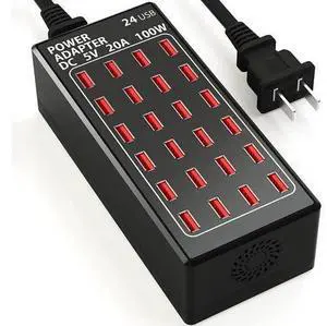 USB Charging Station, 24 Port 100W (20A) Multiport USB Charger Station with Intelligent Detection for Smartphones,Tablets and More, Suitable for School Hotel Mall Shop Travel USB Charging Station, 24 Port 100W (20A) Multiport USB Charger Station with Intelligent Detection for Smartphones,Tablets and More, Suitable for School Hotel Mall Shop Travel