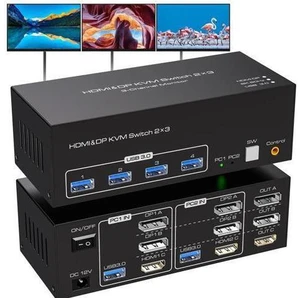 AUBEAMTO 8K@60Hz Triple Monitor, HDMI+2*Displayport KVM Switch 3 Monitors 2 Computers 4K@120Hz USB 3.0 DP HDMI KVM Swtiches 2 Port for 2 PC Share 1 Set of Keyboard Mouse Printer Hard Disk Etc AUBEAMTO 8K@60Hz Triple Monitor, HDMI+2*Displayport KVM Switch 3 Monitors 2 Computers 4K@120Hz USB 3.0 DP HDMI KVM Swtiches 2 Port for 2 PC Share 1 Set of Keyboard Mouse Printer Hard Disk Etc
