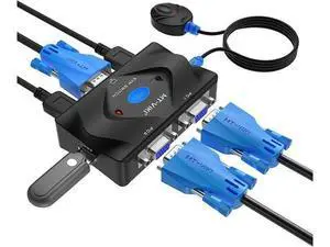 MT-VIKI KVM Switch VGA 2 Port, KVM Switch Console with 3 USB Hub + 2 in1 Cables + Desktop Selector MT-VIKI KVM Switch VGA 2 Port, KVM Switch Console with 3 USB Hub + 2 in1 Cables + Desktop Selector